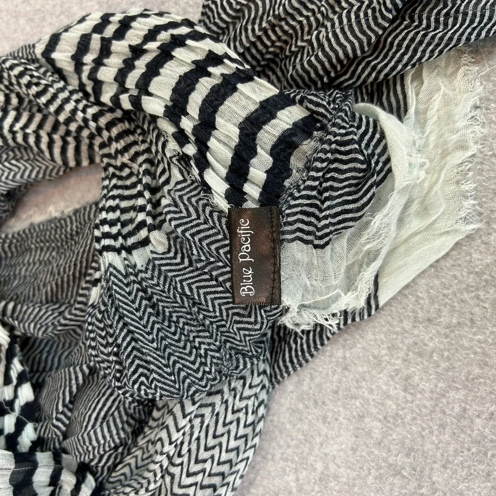 Blue Pacific Scarf Wrap Navy Blue Striped Lightweight Drape Cashmere Silk Blend